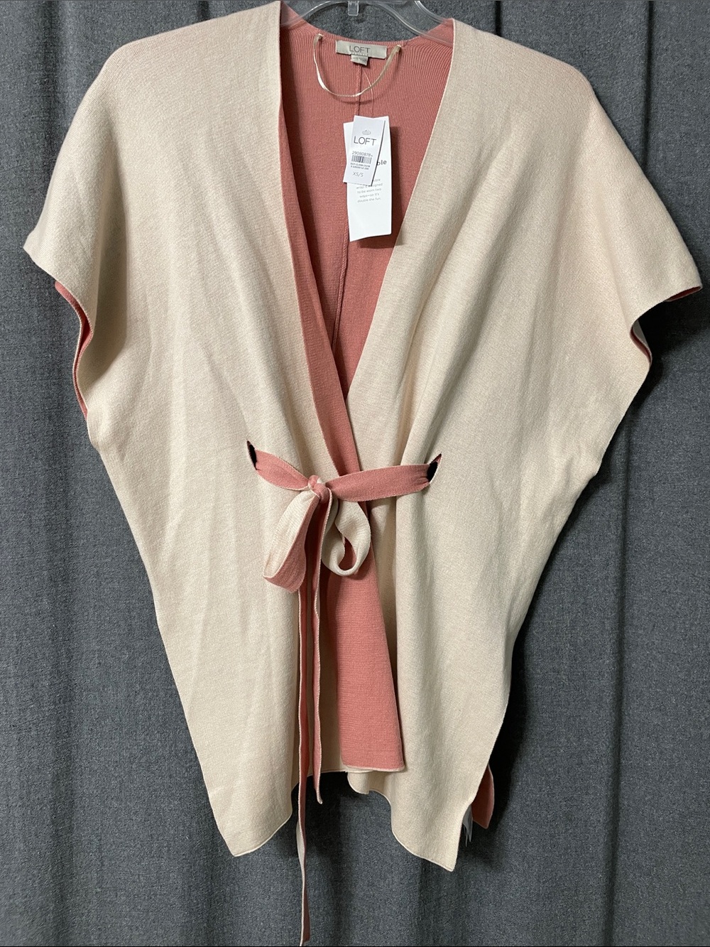 LOFT Reversible Cream and Dusty Rose Tie-Front Wrap